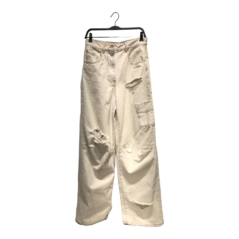 OFF-WHITE/Wide Leg Pants/25/Cotton/WHT/OFF-WHITE WIDE LEG DENIM