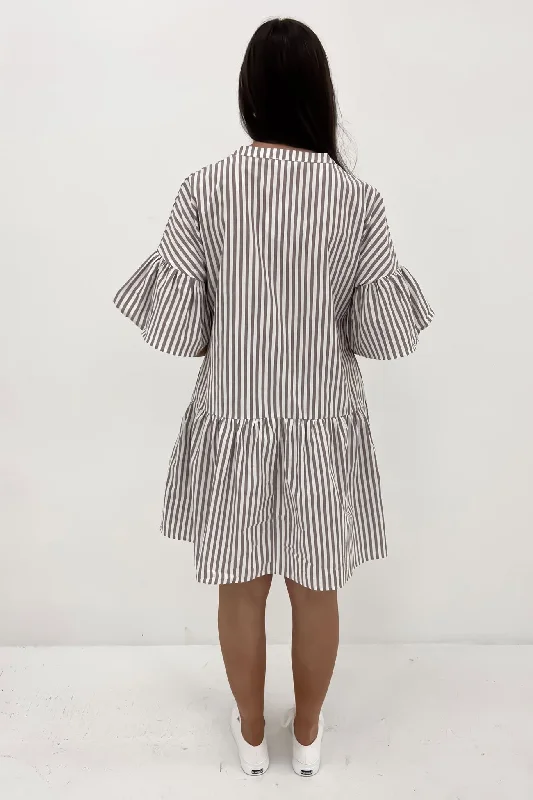 Amirah Mini Dress Mocha Stripe