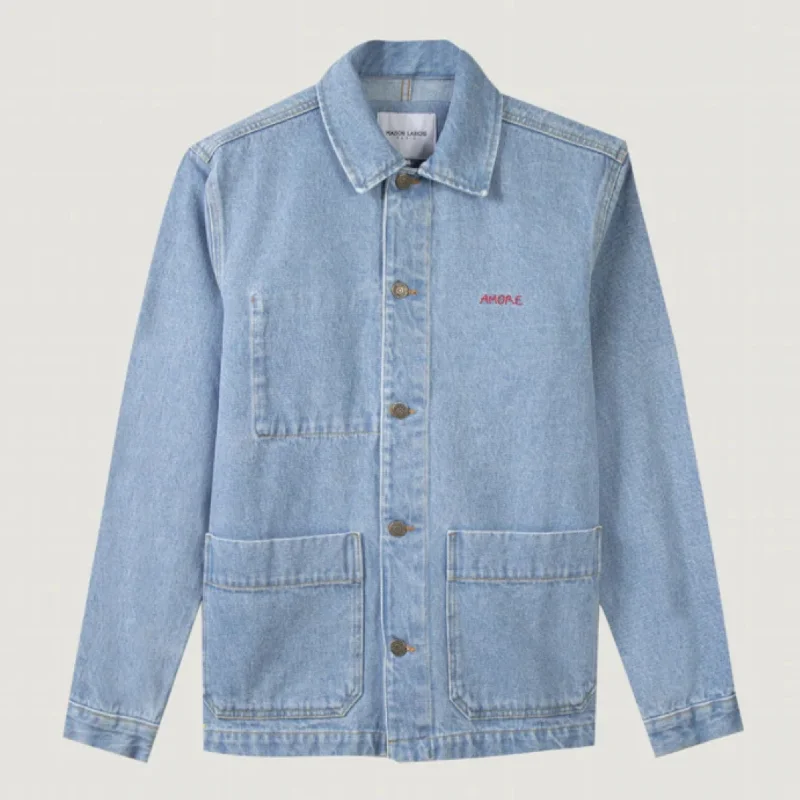 ""Amore"" Worker Jacket (Denim Bleached)