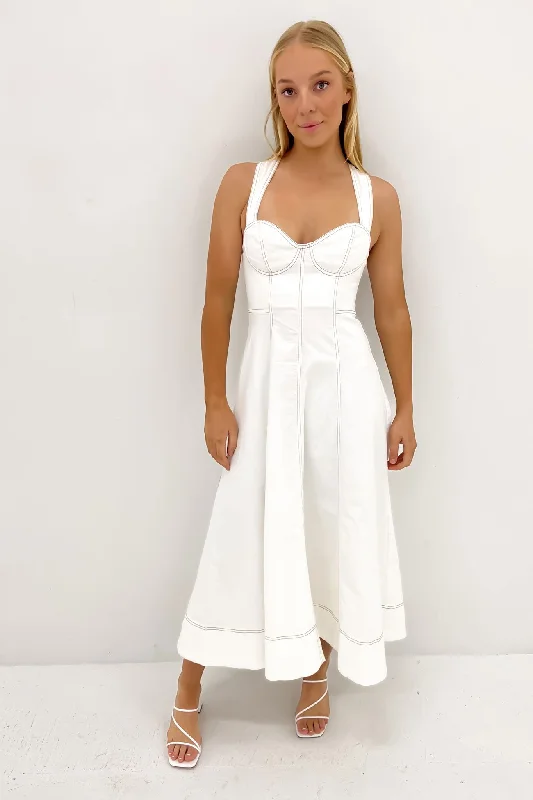 Ashlea Denim Midi Dress White