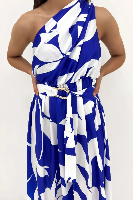 Bailee Midi Dress Blue White