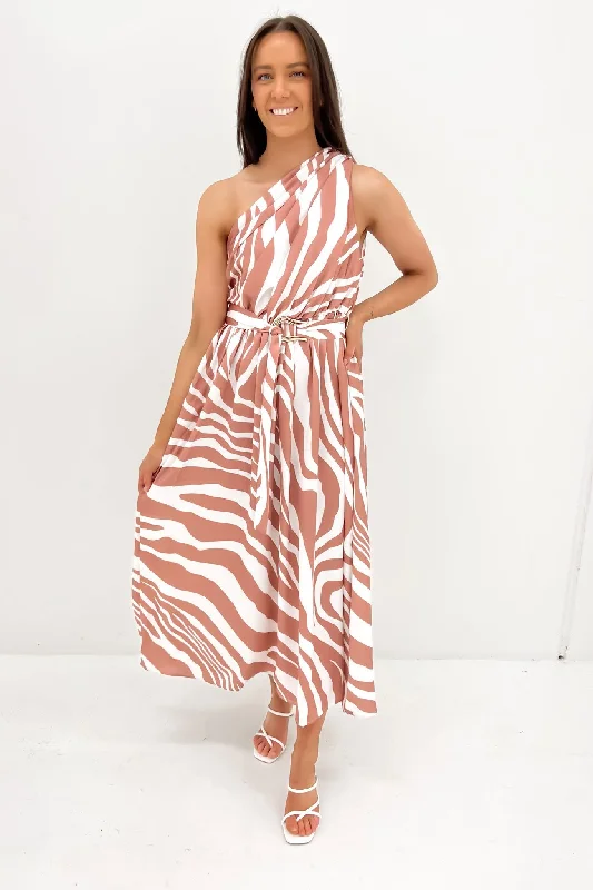 Bailee Midi Dress Mocha White