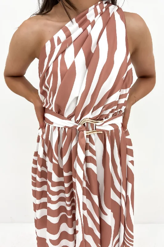 Bailee Midi Dress Mocha White