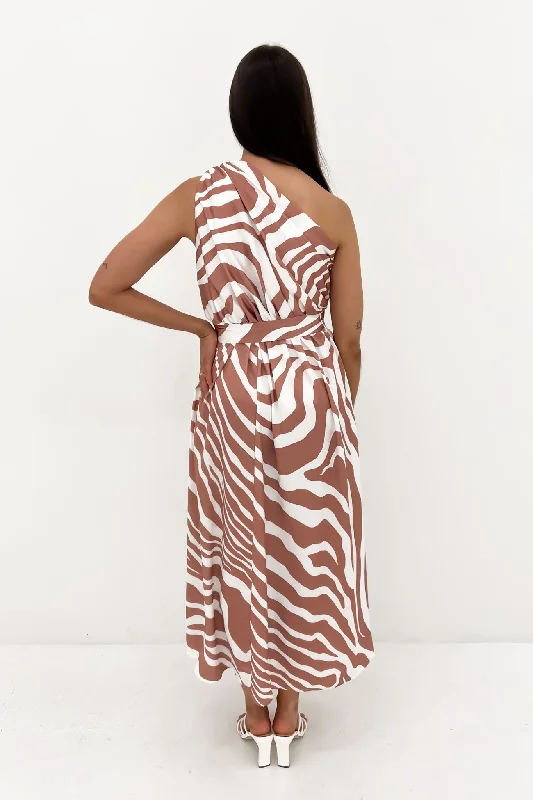 Bailee Midi Dress Mocha White