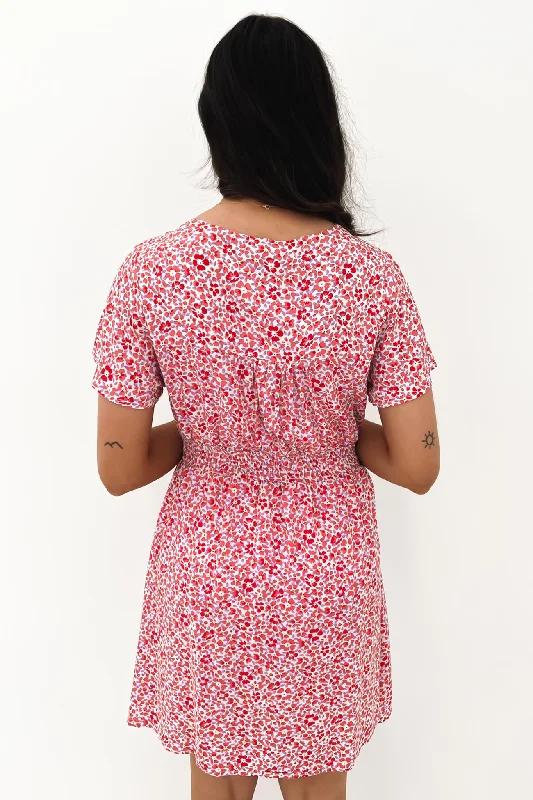 Bertie Mini Dress Red White Floral