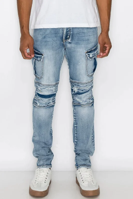 Biker Cargo Denim Jeans