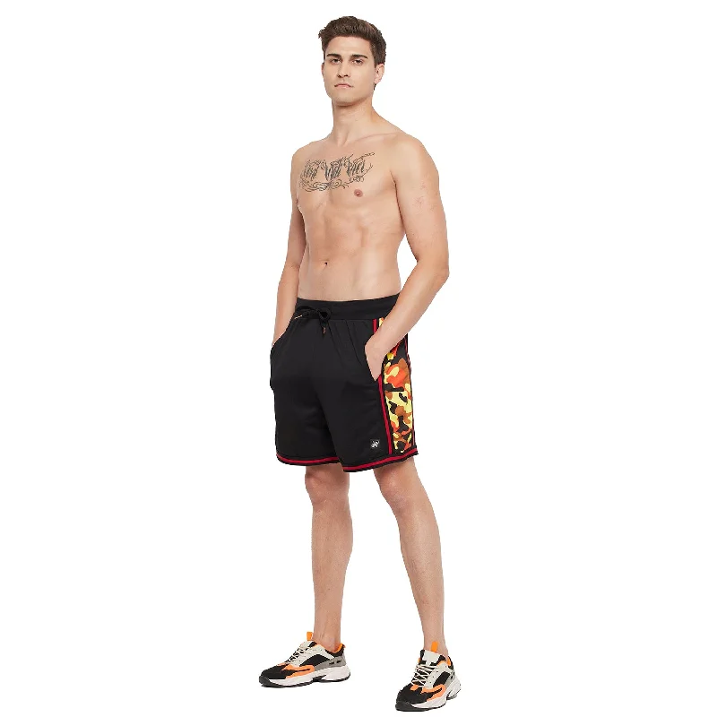 Black Mesh Camo Panel Basketball Shorts