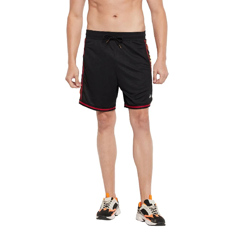 Black Mesh Camo Panel Basketball Shorts