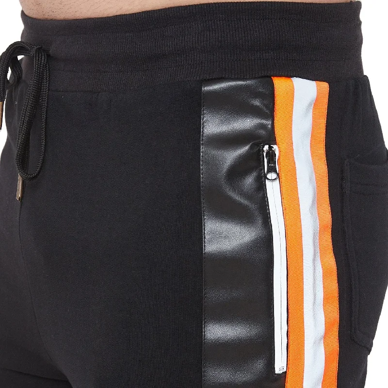 Black Neon Orange Reflective Taped Shorts