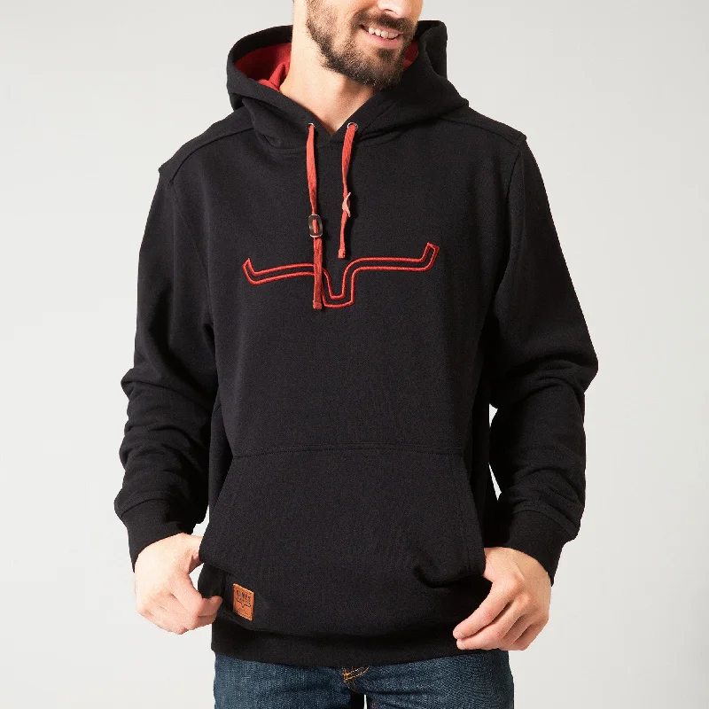 Kimes Ranch Men's Black Horns Logo Hoodie