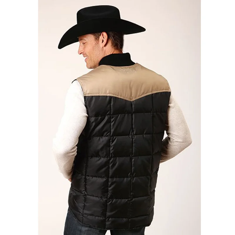 Roper Men's Black/Tan Yoke Poly Vest