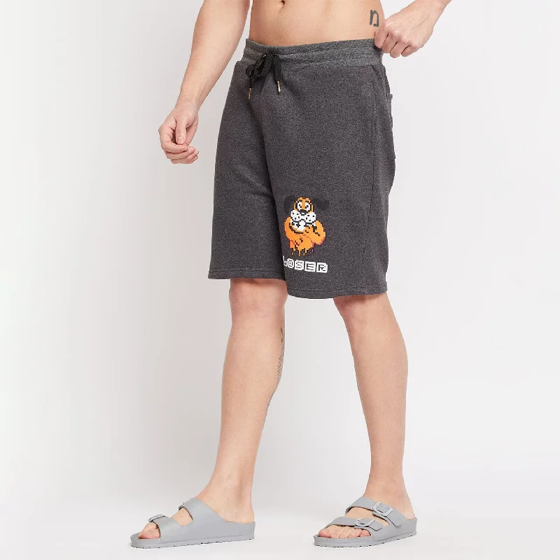 Charcoal Loser Graphic Relaxed Fit Shorts