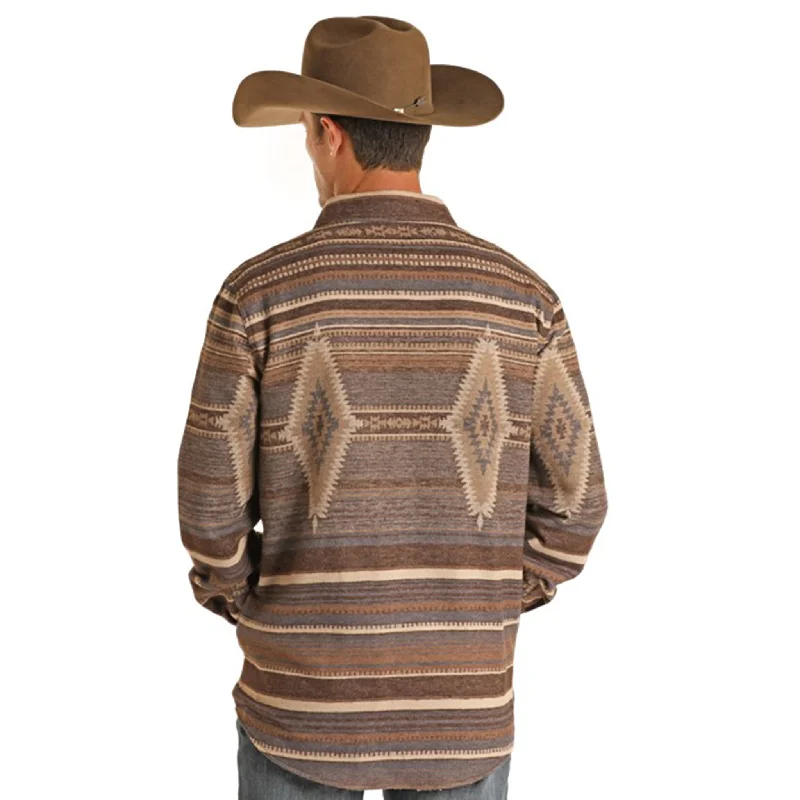 Rock & Roll Men's Dark Brown Aztec Shacket