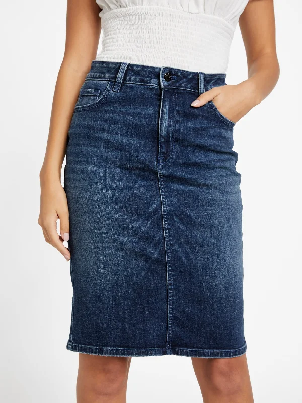 Eco Tea Midi Denim Skirt