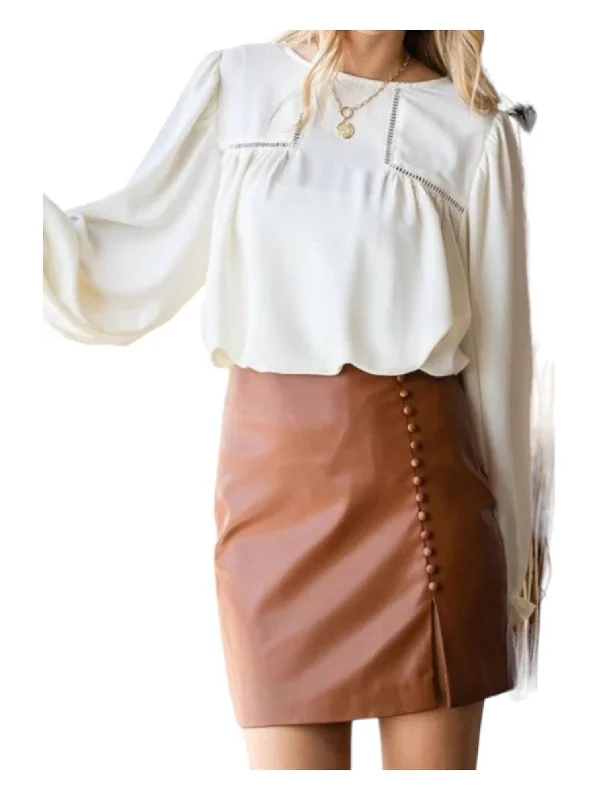 Faxon Avenue Faux Leather Skirt In Brown