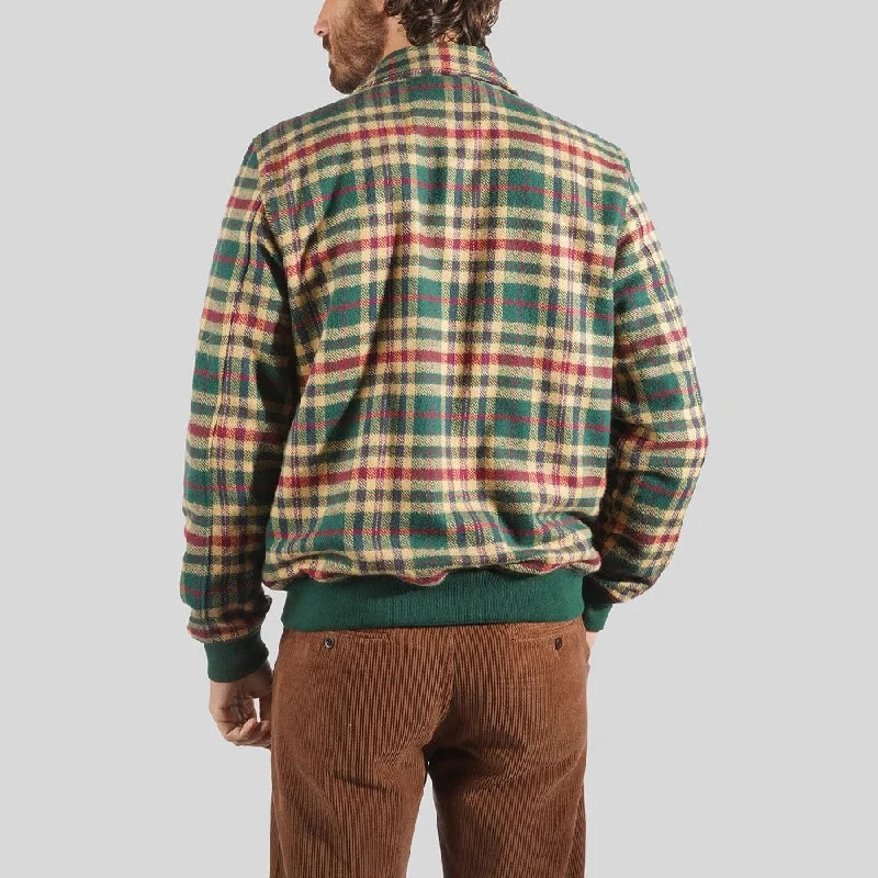 Flannel Bomber Jacket (Plaid Green + Yellow + Red)