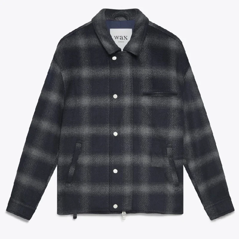 Hybrid Bomber Jacket Heavy Wool Check (Navy)