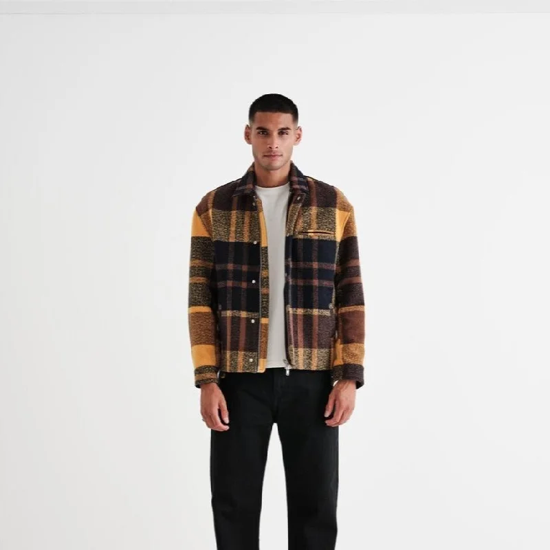 Hybrid Bomber Jacket Heavy Wool Check (Yellow)