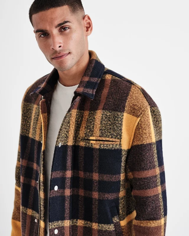 Hybrid Bomber Jacket Heavy Wool Check (Yellow)