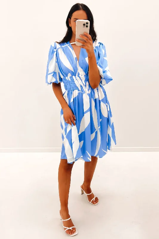 Jackie Midi Dress Blue Swirl