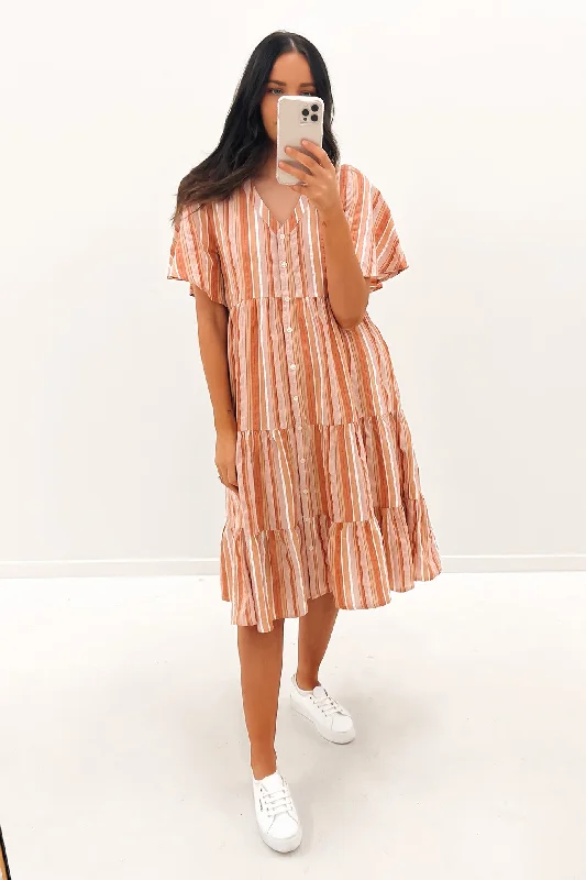 Jake Midi Dress Multi Stripe