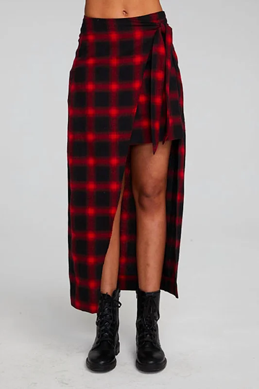 Jet Wrap Skirt In Sunset Plaid