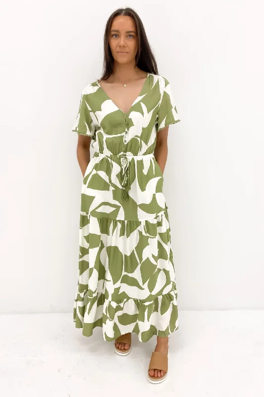 Jonathan Maxi Dress Sage Abstract