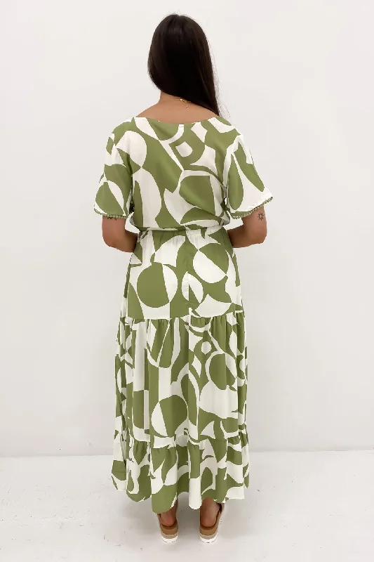 Jonathan Maxi Dress Sage Abstract