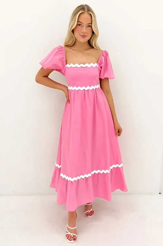 Kelcey Midi Dress Pink White