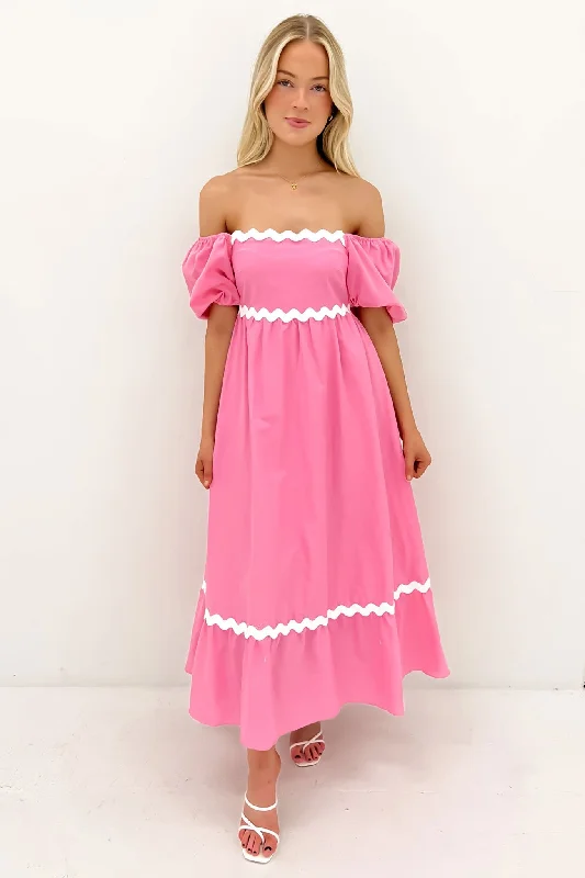 Kelcey Midi Dress Pink White