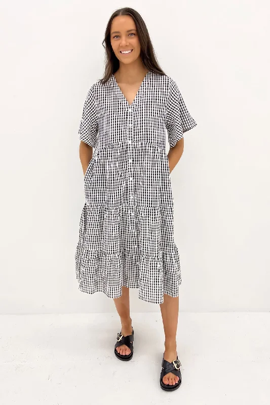 Kelis Midi Dress Black Gingham