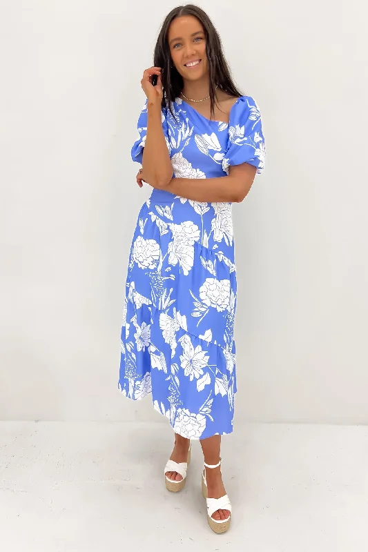 Luisa Midi Dress Blue White