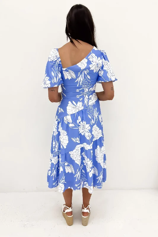 Luisa Midi Dress Blue White