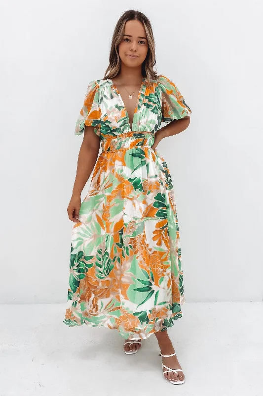 Marcus Midi Dress Green Miami Floral