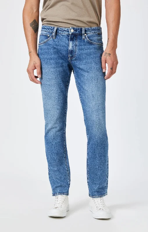 MARCUS SLIM STRAIGHT LEG IN DARK BRUSHED RECYCLED BLUE