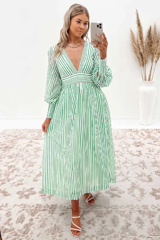 Marika Maxi Dress Green Stripe