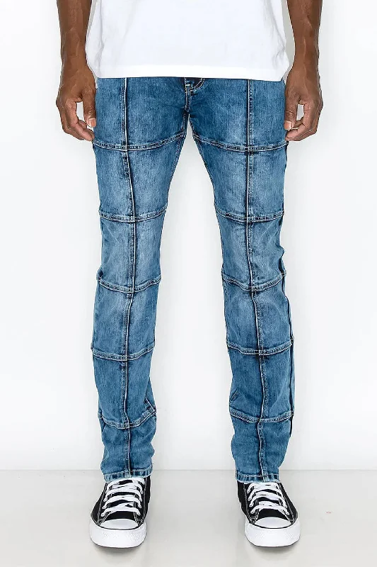 Men's Cut & Sew Blocked Denim Jeans