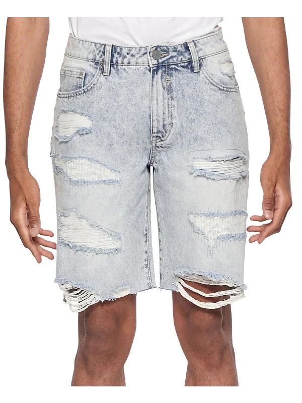 Mens Denim Destroyed Cutoff Shorts