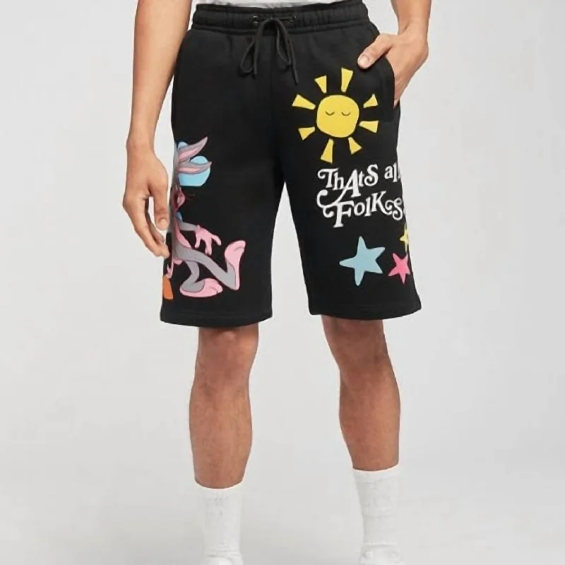 Men's Looney Tunes That's All Folks Shorts In Black