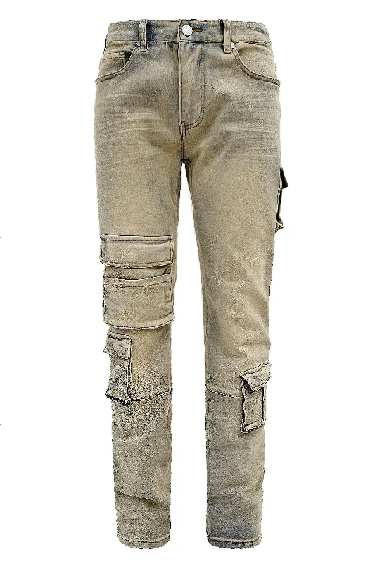 Men's Premium Cargo Embroidered Denim Jeans