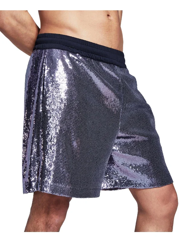 Mens Sequined Knee Length Casual Shorts