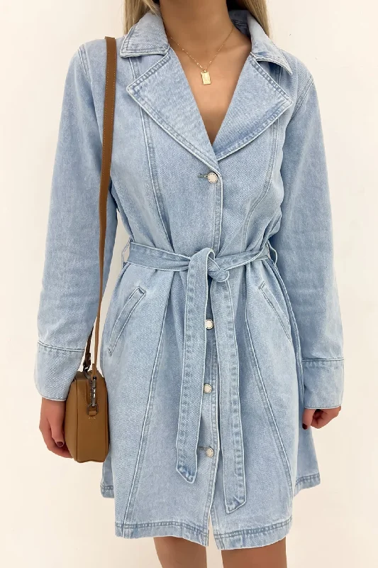 Nadia Denim Mini Dress Light Blue