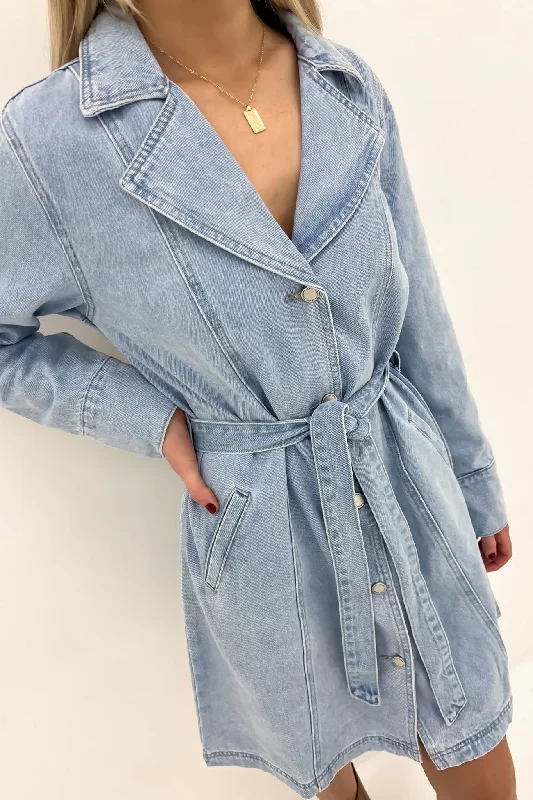 Nadia Denim Mini Dress Light Blue