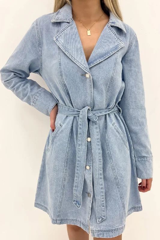 Nadia Denim Mini Dress Light Blue