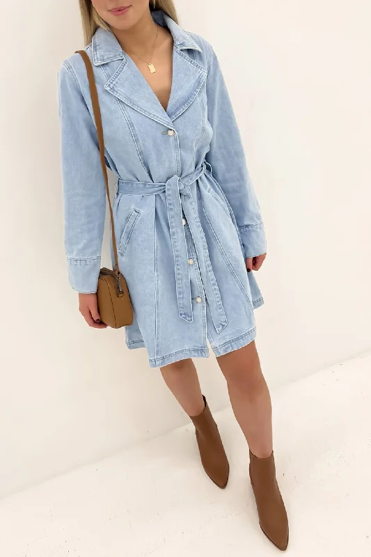 Nadia Denim Mini Dress Light Blue