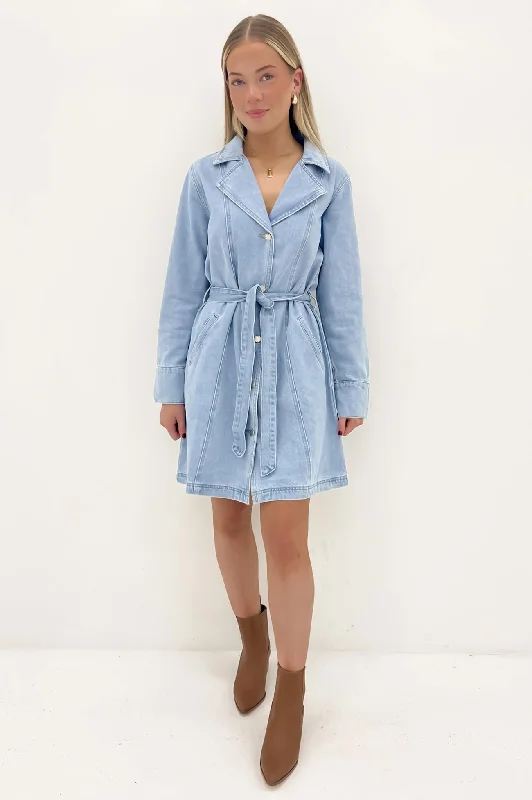 Nadia Denim Mini Dress Light Blue