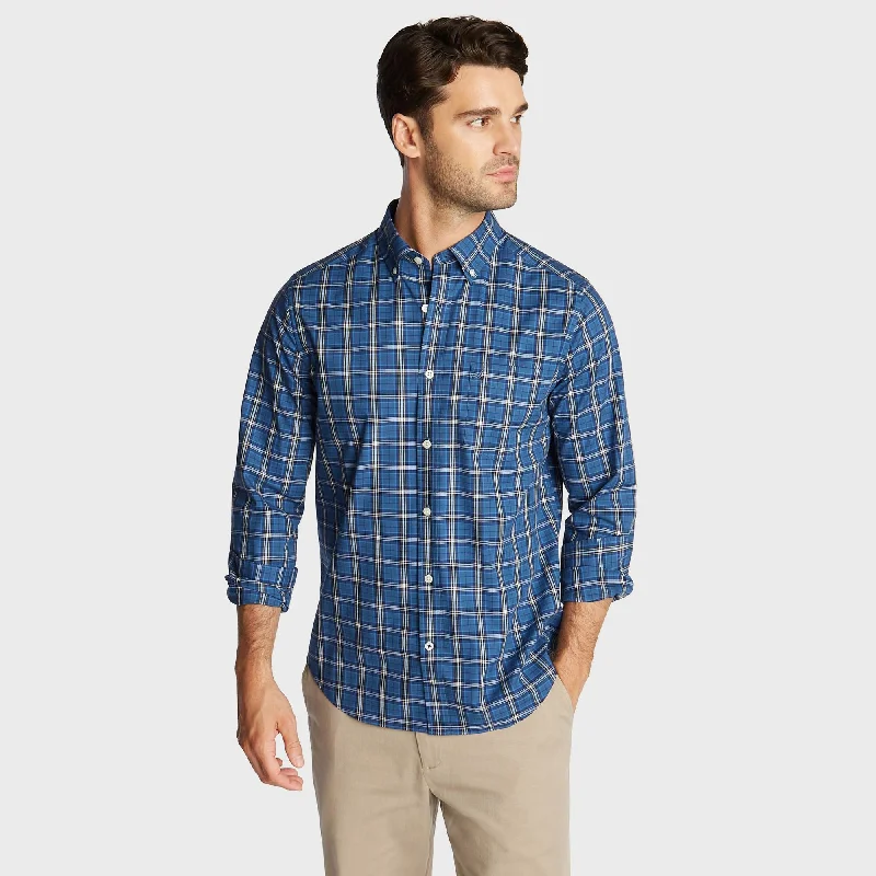 Nautica Mens Big & Tall Stretch Poplin Plaid Shirt