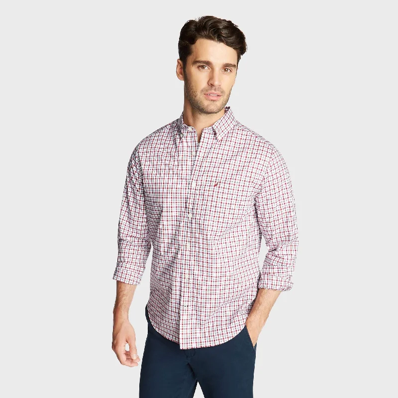 Nautica Mens Big & Tall Wrinkle Resistant Shirt In Mini Check Plaid