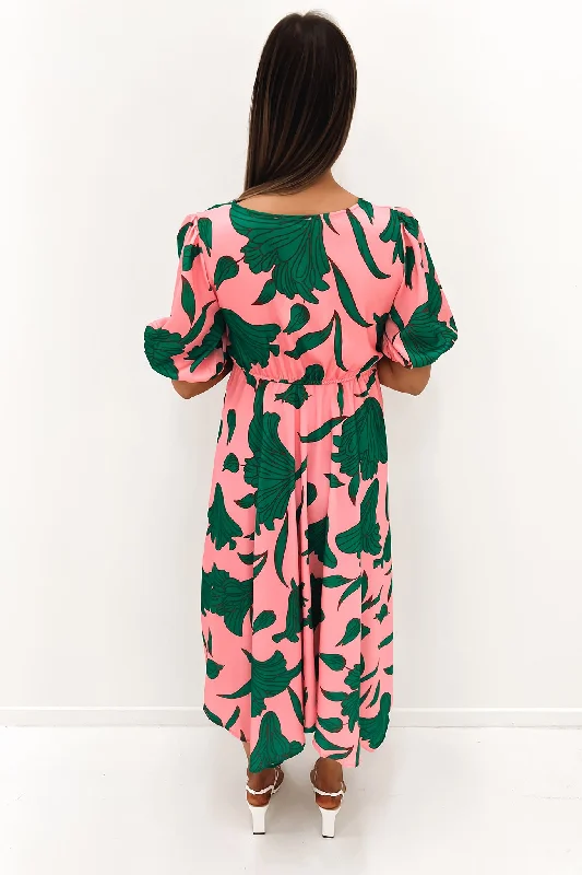 Nony Midi Dress Pink Green