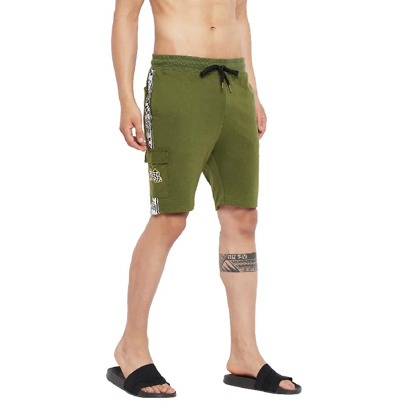 Olive Taped Patch Shorts